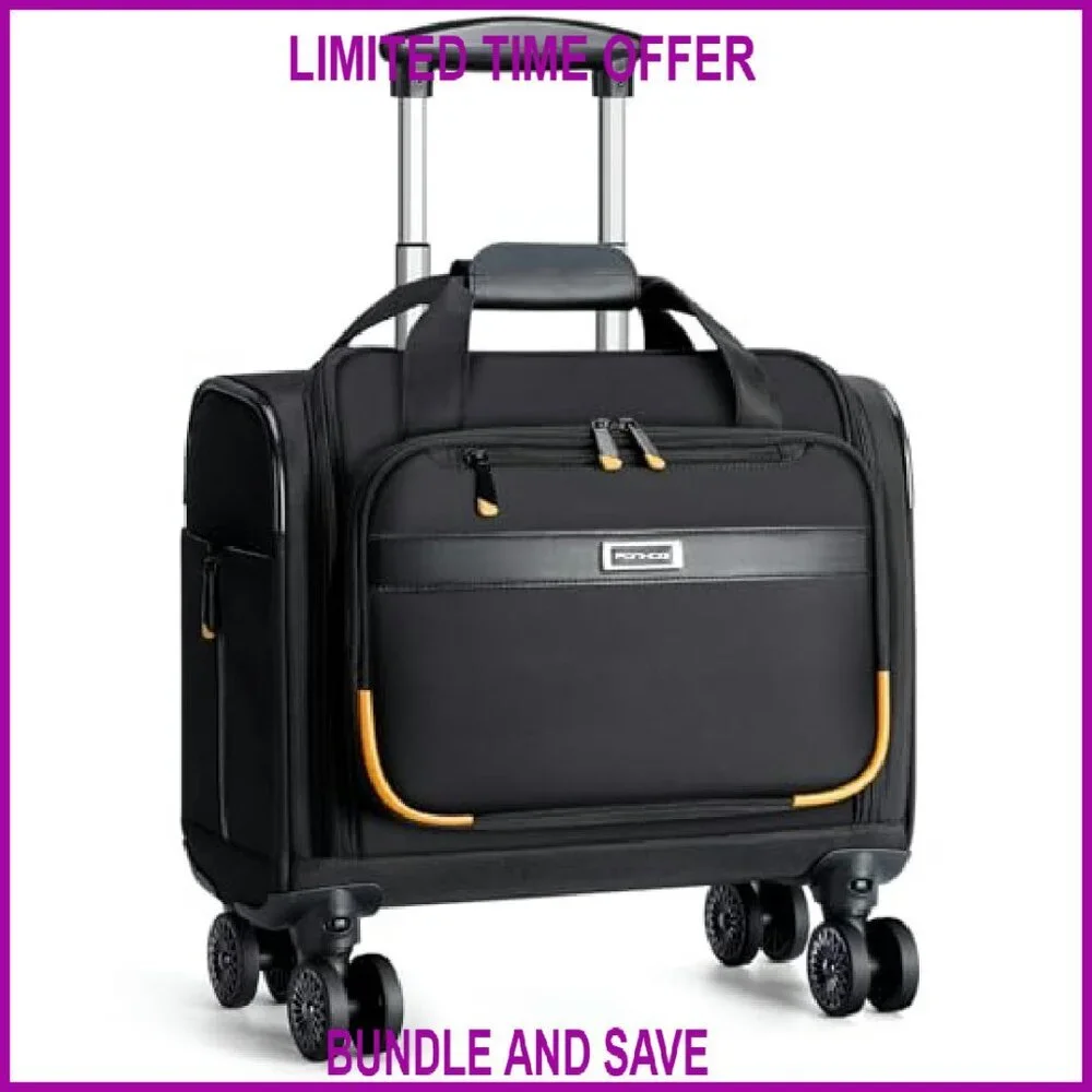 Rolling Laptop Briefcase 15.6 Inch Water Resistant Nylon Travel Bag